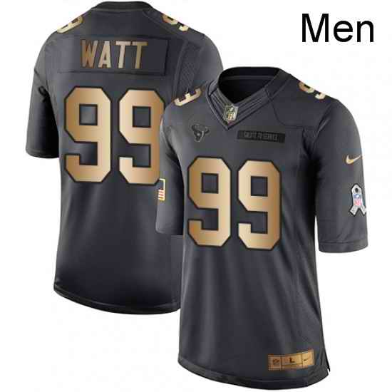 Men Nike Houston Texans 99 JJ Watt Limited BlackGold Salute to Service NFL Jersey